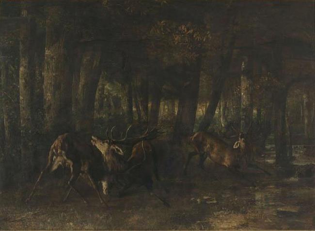 Gustave Courbet Spring Rut. The Battle of the Stags (1861) by Gustave Courbet oil painting image
